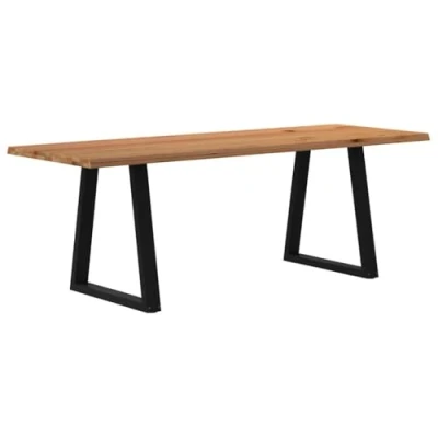 Afbeelding van vidaXL Eettafel met natuurlijke rand 220x80x74 cm massief eikenhout