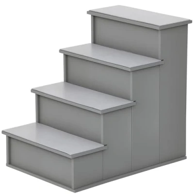 Afbeelding van PawHut Escalier pour animal domestique, à 4 niveaux, avec tapis antidérapant, voiture, lit, canapé, gris, 40 x 59 54,2 cm