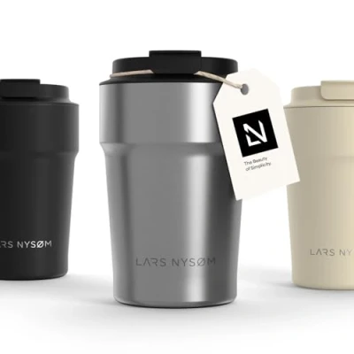 Afbeelding van LARS NYSØM &#039;Bevægelse&#039; Thermos Coffee Mug to go 380ml BPA vrij met Isolatie Lekvrije Roestvrijstalen Thermosbeker Steel