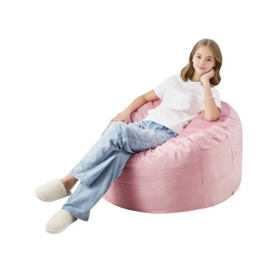 Image de VEVOR Pouf Rond 89 cm avec Housse Amovible et Velours Hollandais Rose Chambre