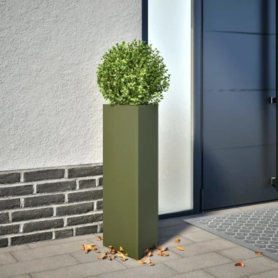 Afbeelding van vidaXL Plantenbakken 2 st driehoek 30x26x75 cm staal olijfgroen