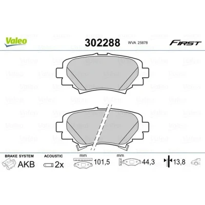 Afbeelding van VALEO 302288 Remblokkenset Achteras Incl. slijtage waarschuwingscontact Zonder anti kreukplaat MAZDA: 3 Saloon, Hatchback, Box Body / Hatchback
