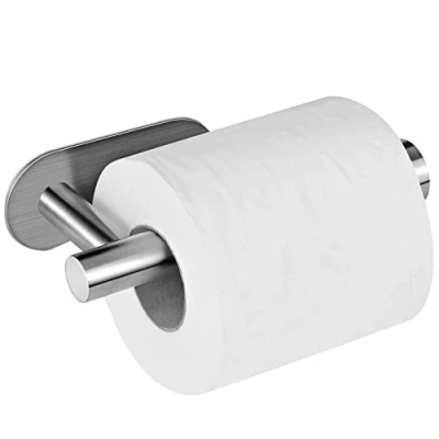 Afbeelding van Aikzik Zelfklevende toiletpapierhouder van geborsteld roestvrij staal, sterke hechting en waterdicht