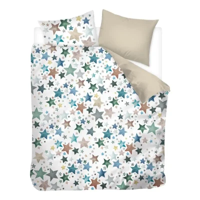 Afbeelding van Snoozing Sterre Flanel Dekbedovertrek Lits jumeaux 260x200/220 cm Zand