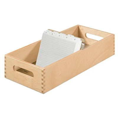 Afbeelding van HAN 1005, houten indexdoos DIN A6 horiz., voor 1.500 kaarten, metalen bodem/scheidingswand, natuurlijk hout