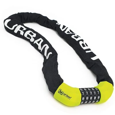 Afbeelding van Urban GoCo UR890 fietsslot code hangslot elektrische step ketting veiligheid staal met combinatie textielhoes Ø 8 100 cm fiets scooter hekken kinderwagen camping