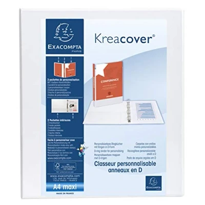Afbeelding van Ordner met 4 ringen van d 20 mm, 3 buitenvakken, krea cover a4 maxi