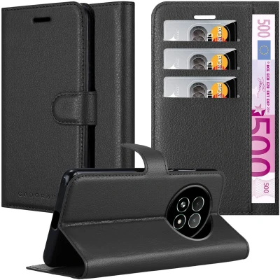Afbeelding van Cadorabo Hoesje geschikt voor Realme 13 in PHANTOM ZWART Beschermhoes met magnetische sluiting, standfunctie en kaartvakje Book Case Cover Etui