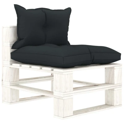 Afbeelding van Tuinmiddenbank met antracietkleurige kussens pallet hout
