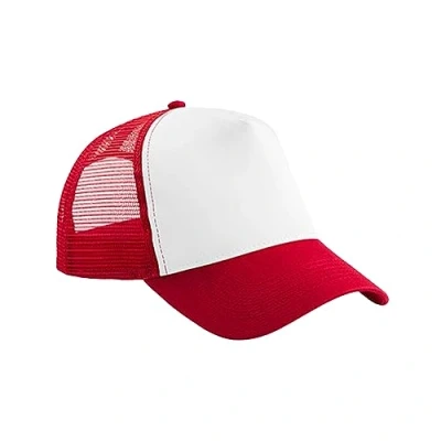 Afbeelding van Beechfield Kinderpet in mesh, verstelbaar aan de achterkant. B640B Classic Red / White