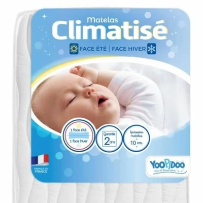Afbeelding van Yoopidoo Babymatras met airconditioning 60x120 cm 1 koele zomerzijde / gevoerde winterzijde Zonder chemische behandeling