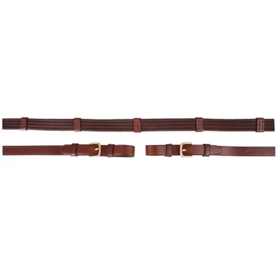 Afbeelding van BR Teugel Linnen 19mm Ronde Gespen Tobacco/goud Full