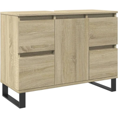Afbeelding van Badkamerkast 80x33x60 cm bewerkt hout sonoma eikenkleurig