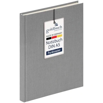Afbeelding van goldbuch 64 0104 Summertime Note A5 linnen notitieboek, Bullet Journal met 200 pagina&#039;s crèmekleurige stippen, 100 g/m², zuurvrij en inktonafhankelijk, hardcover bladwijzer draadbinding,