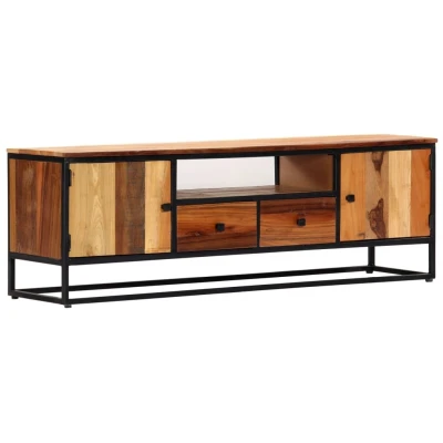 Afbeelding van Tv meubel 120x30x40 cm massief gerecycled hout en staal