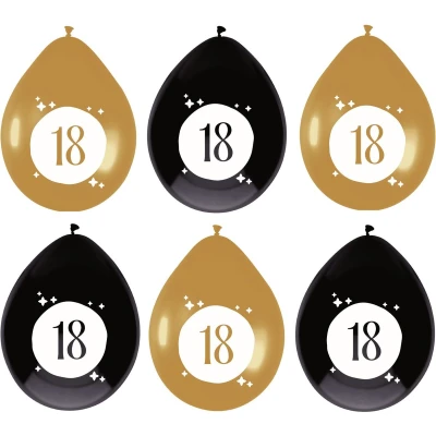 Afbeelding van Ballonnen 18 jaar Festive Goud 30cm 6 stuks