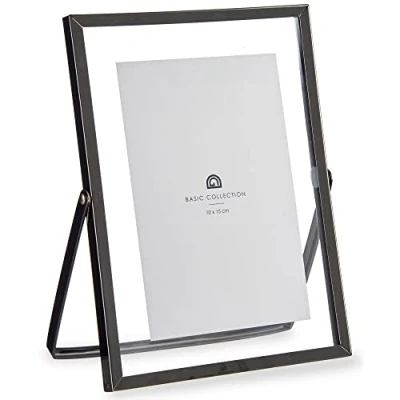Afbeelding van Giftdecor Fotolijstje voor 10 x 15 cm foto zwart metaal Modern frame 16 21 staand