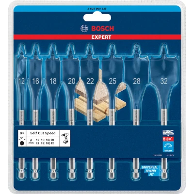 Image de BOSCH 2608900335 Expert Self Cut Speed drill bit set 12/16/18/20/22/25/28/32 mm 8 pieces