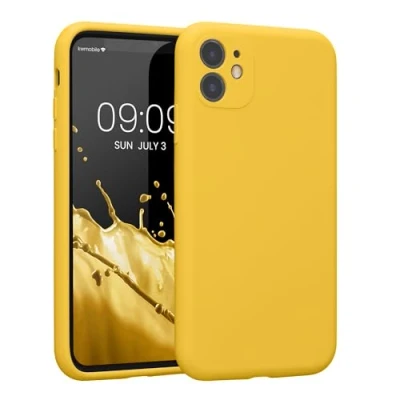 Afbeelding van kwmobile telefoonhoesje geschikt voor Apple iPhone 11 TPU backcover met siliconen coating Smartphone case in stralend geel