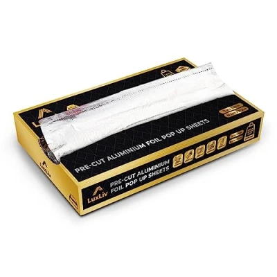Afbeelding van LuxLiv ® 200 stuks 18 micron dikke voorgesneden aluminiumfolie voor keuken, catering, hamburgers