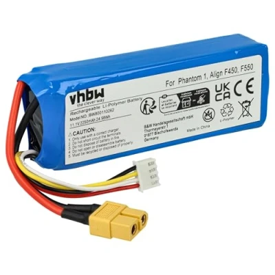 Afbeelding van vhbw Accu compatibel met DJI 7FE0, F450, F550, Phantom 1, FC40 Drone (2250 mAh, 11,1 V, Li polymeer)