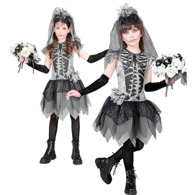 Afbeelding van Widmann Spook &amp; Skelet Kostuum Bruidsmeisje Van Het Spookslot Grijs Maat 140 Halloween Verkleedkleding