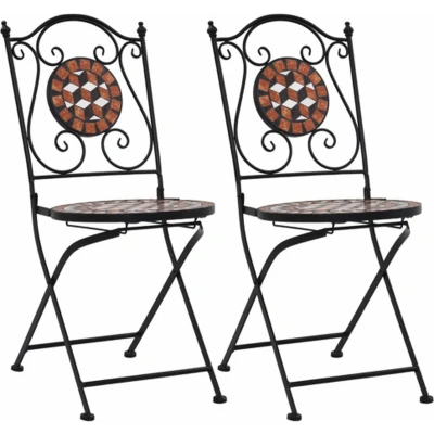 Afbeelding van Bistrostoelen mozaïek 2 st keramiek bruin