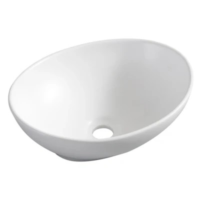 Afbeelding van Wiesbaden Barco waskom ovaal 40 x 33 14,5 cm keramiek mat wit