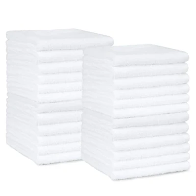 Image de Amazon Basics Lot de 24 lavettes en coton, blanc, 30 cm x
