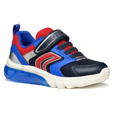 Afbeelding van Geox Light UP Ciberdron BOY Sneakers laag voor kinderen, Maat: 26, Navy/dark red Imitatieleer/ textiel