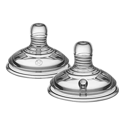 Afbeelding van Tommee Tippee, Rubberen nippels, Lot van 2 transparante meta&#039;s met variabel debiet