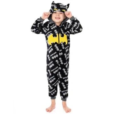 Afbeelding van DC Comics Batman Jongens Kinderen Kostuum Pyjama Dark Knight Zwart PJS, grijs.