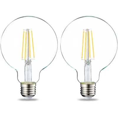 Afbeelding van Amazon Basics G93 Globe LED lamp, E27, Edison schroef, 7 W (komt overeen met 60 W), transparant, niet dimbaar, 2 stuks