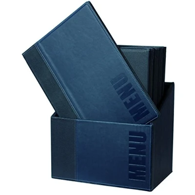 Afbeelding van Menukaarten box Trendy Blauw set van 20 menumappen