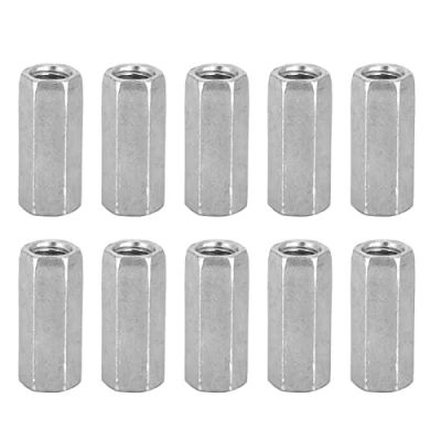 Afbeelding van 10 stuks zeskantmoer lange zeskantschacht moer zeskantmoer, schroefdraadbevestigingen, verzinkt koolstofstaal, M8 (M8 x 30)