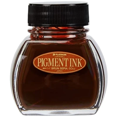 Afbeelding van Platinum Inktpot Pigment bottle ink 60ML Brun Sepia Gratis graveren