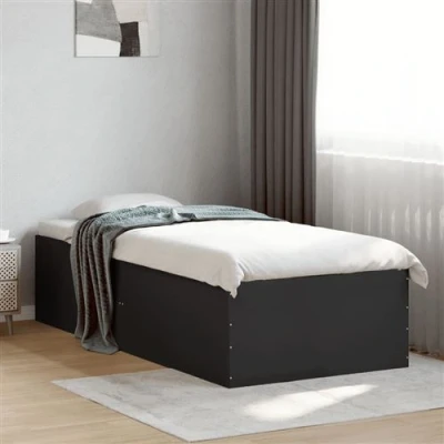 Afbeelding van vidaXL Bedframe bewerkt hout zwart 90x190 cm