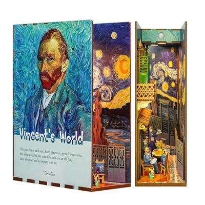 Afbeelding van Tonecheer Book Nook: Vincent&#039;s World Houten 3D puzzel Verlicht Sensor DIY miniatuurhuis TQ113