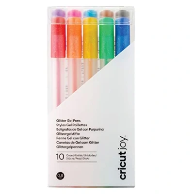 Afbeelding van Cricut Joy™ Glitzer Gel 0,8mm, 10er Stiftset Blauw, Geel, Oranje, Groen, Rood, Zwart, Bruin, Lichtblauw, Roze, Lila