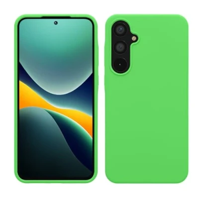 Afbeelding van kwmobile telefoonhoesje geschikt voor Samsung Galaxy A55 5G Hoesje met siliconen coating Smartphone case in limoengroen