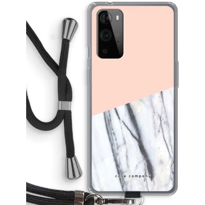 Afbeelding van Case Company® hoesje met Koord geschikt voor OnePlus 9 Pro A touch of peach Telefoonhoesje Zwart Bescherming aan alle Kanten en Over de Schermrand