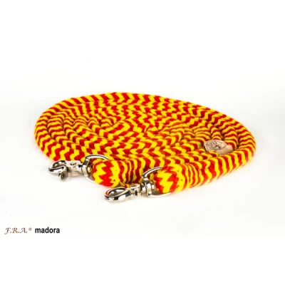 Image de F.R.A. Rênes Madora Coton Tressé Rouge/Jaune 300cm