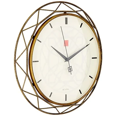 Afbeelding van Bulova Frank Lloyd Wright Luxfer Prism Bronzen Wandklok 14&quot;