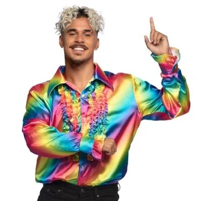 Afbeelding van Boland Party shirt rainbow (XXL) Volwassenen Danser/danseres 80&#039;s &amp; 90&#039;s Disco Pride Progress