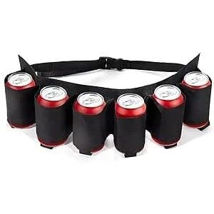 Afbeelding van sylbx 1 stuk verstelbare bierriem, bierhouder, nuttige met 6 drankhouders voor campingfeesten, reizen, klimmen in de open lucht (zwart), zwart.