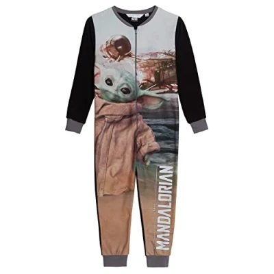 Afbeelding van The Mandalorian Onesie voor kinderen, baby, Yoda, pyjama, jongens, alles in één Star Wars fleece, pyjama&#039;s, nachtkleding, loungewear met ritssluiting, grijs.