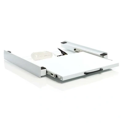 Afbeelding van Wiltec Tussenframe met vierkante plank, max. 150 kg, verbindingsframe voor bovenliggende wasmachine en droger