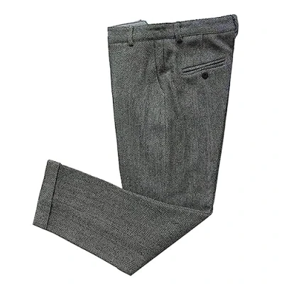 Afbeelding van Solovedress Vintage tweed jurk voor heren, rechte pasvorm, zakelijke broek, grijs.