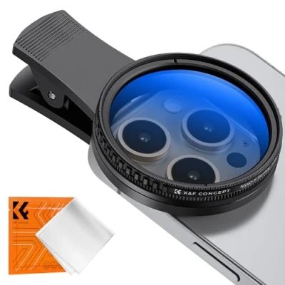 Afbeelding van K&amp;F Concept Afneembare CPL polarisatiefilter, 52 mm, compatibel met iPhone telefoon, smartphones, lenzen en een doek