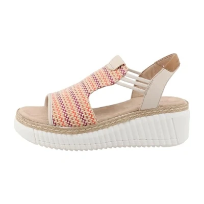 Afbeelding van TOM Tailor Sandalen met plateauzool, Dames, Maat: 37, Pink/multi Imitatieleer/ textiel